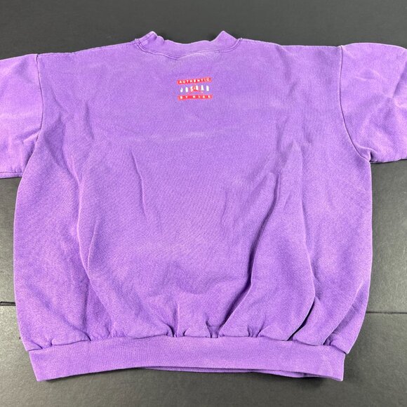 VTG 90s Nike Air Jordan Sweatshirt Youth Boxy Medium Purple Thrashed Crewneck - Picture 11 of 16
